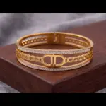 Iconic Signature Wide Bangle – Crystal-Bordered Hinge Bracelet