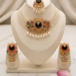 Obsidian Heritage Choker Set – 3 Piece Multi Stone Navratna & Pearl Collection