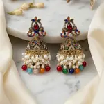 Imperial Floral Jhumkas – Traditional Filigree Drop Earrings - MULTI