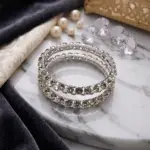 Twilight Eternity Bangle Set – Dual Rhodium-Finish Bands with Stones