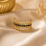 Royal Triple-Row Lace Eternity Ring – Black Adjustable