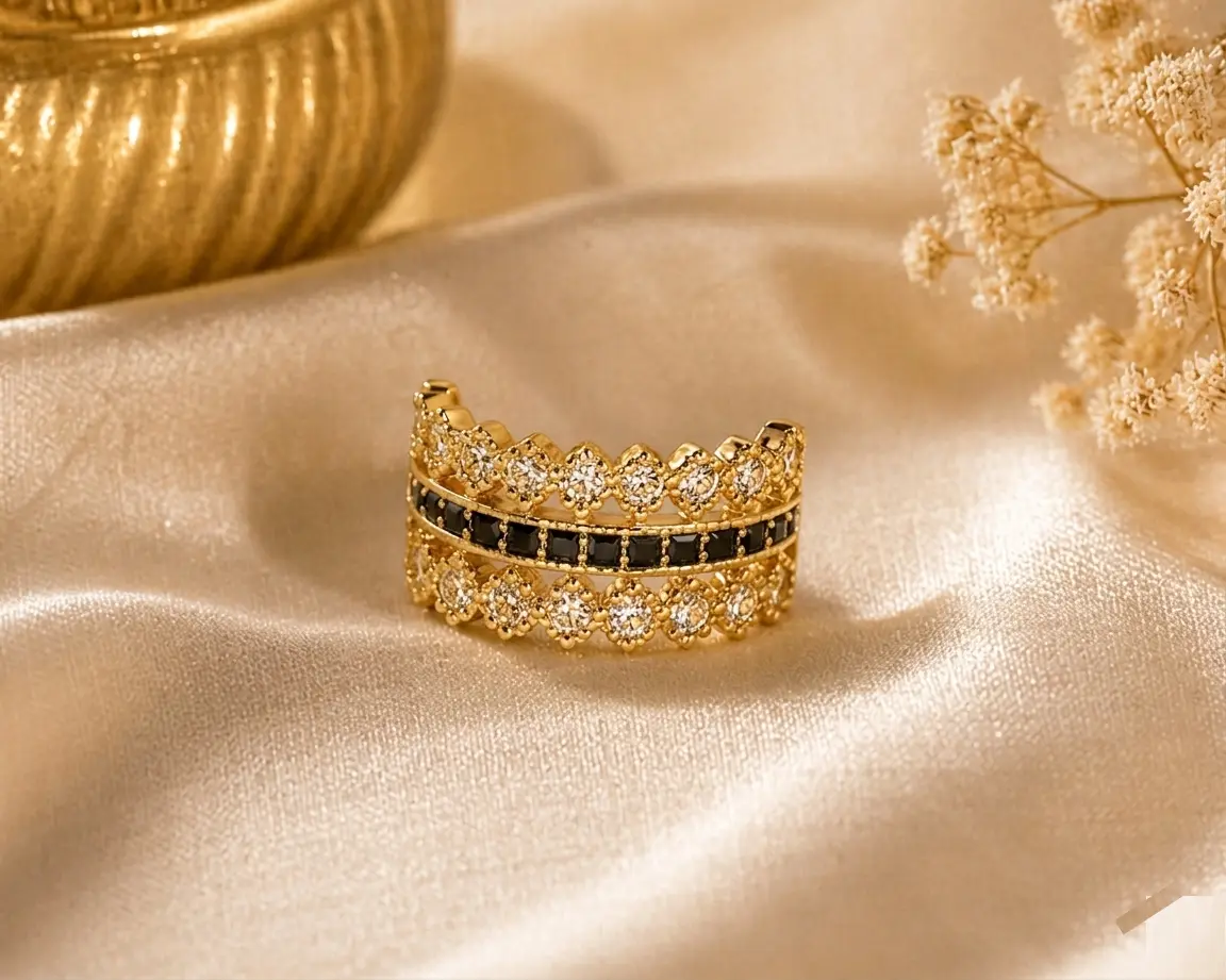 Royal Triple-Row Lace Eternity Ring – Adjustable - Image 4