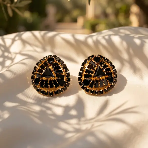 Trillion Sunburst Statement Studs – Architectural Mosaic Earrings