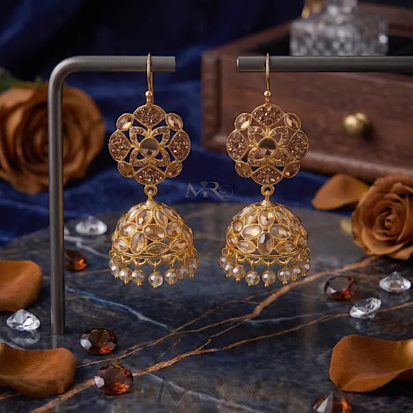 mirror jhumka champagne