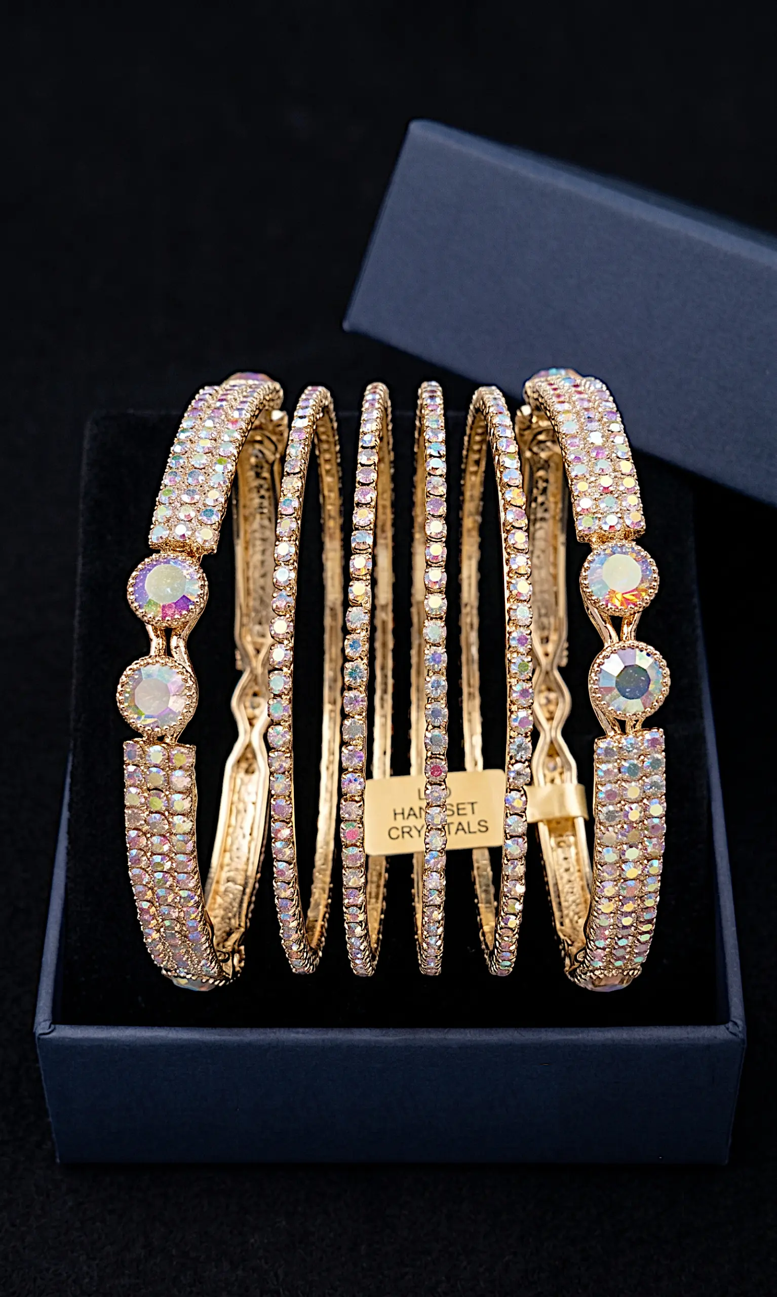 Prism Wave – Iridescent Aurora Crystal Statement Bangle Set - Image 3