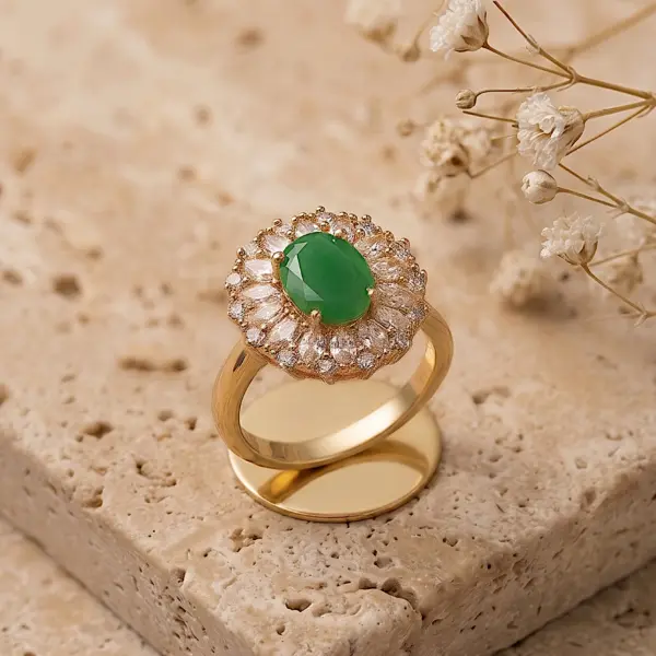 Ethereal Oval Heritage Ring - Green Adjustable Size