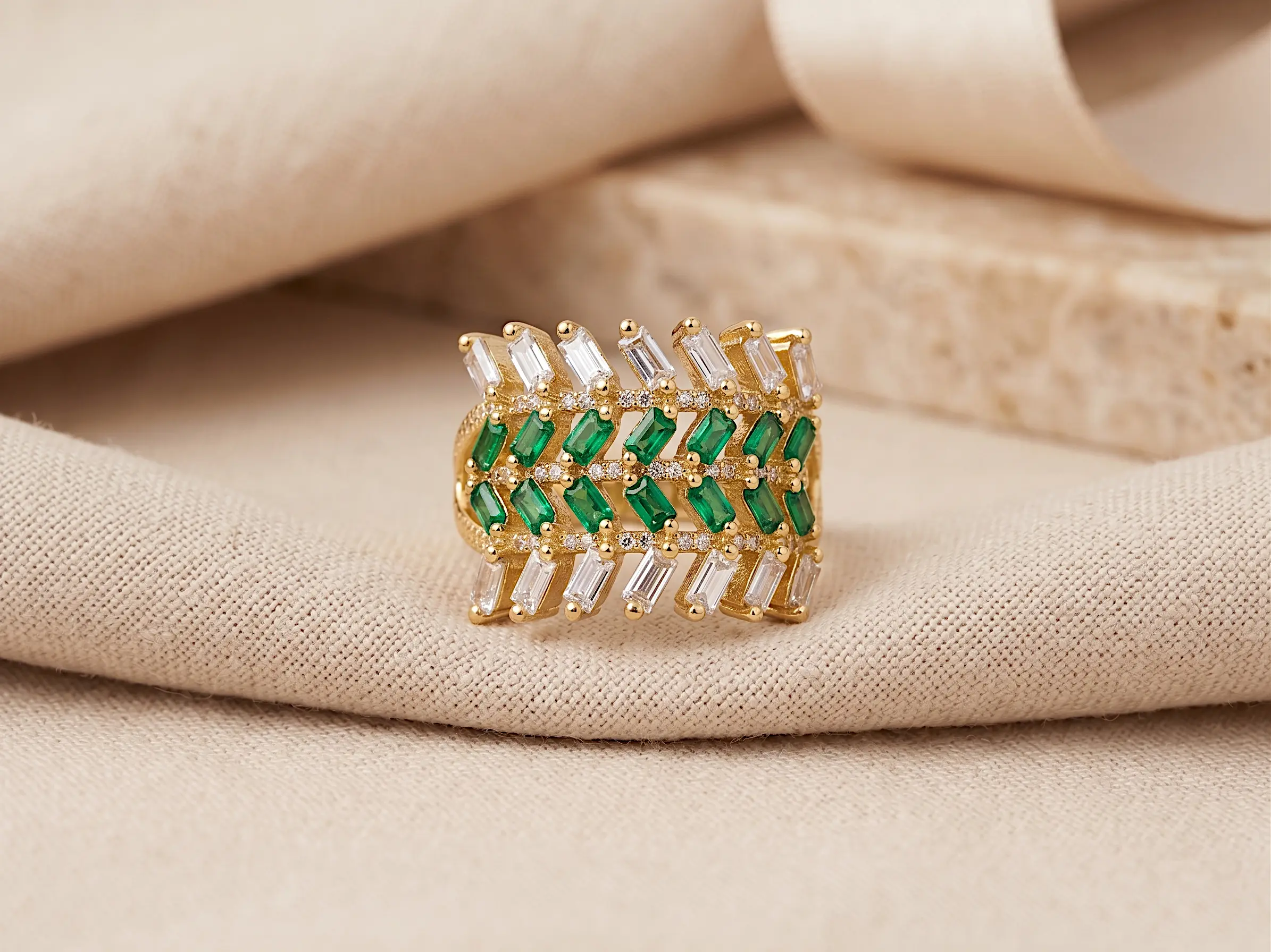 Infinite Chevron Baguette Ring – Modern Geometric Band - Image 3