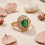 Grand Majestic Triple Halo Oval Ring – Green Adjustable Size
