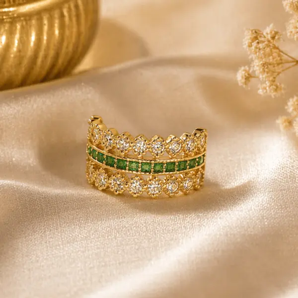 Royal Triple-Row Lace Eternity Ring – Adjustable