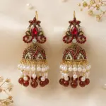 Imperial Floral Jhumkas – Traditional Filigree Drop Earrings - MAROON
