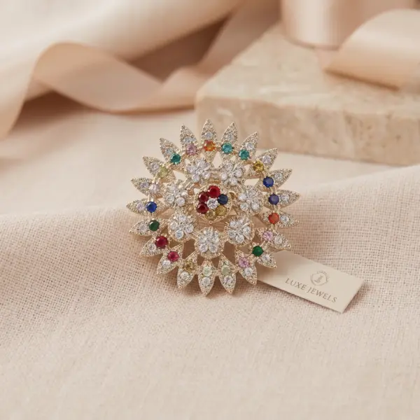 Solaris Blooming Sunburst Statement Ring – Multi Colors