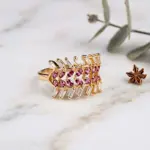 Infinite Chevron Baguette Ring – Pink Adjustable