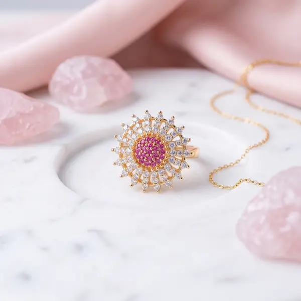 Radiant Bloom Sunflower Statement Ring – Adjustable Fit
