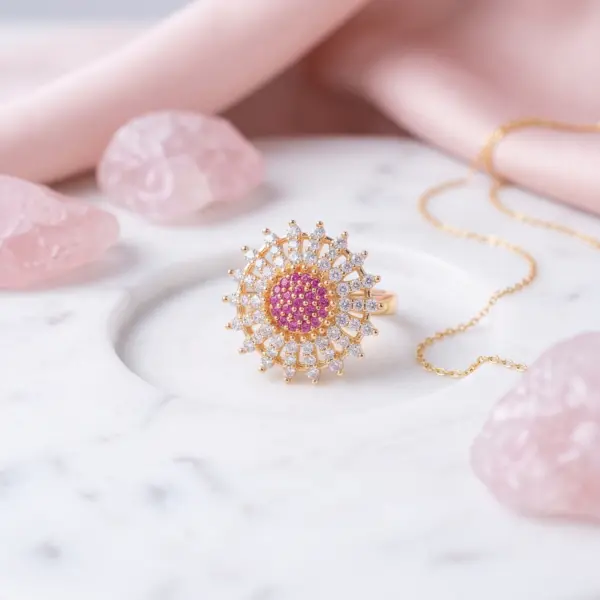 Radiant Bloom Sunflower Statement Ring – Adjustable Fit