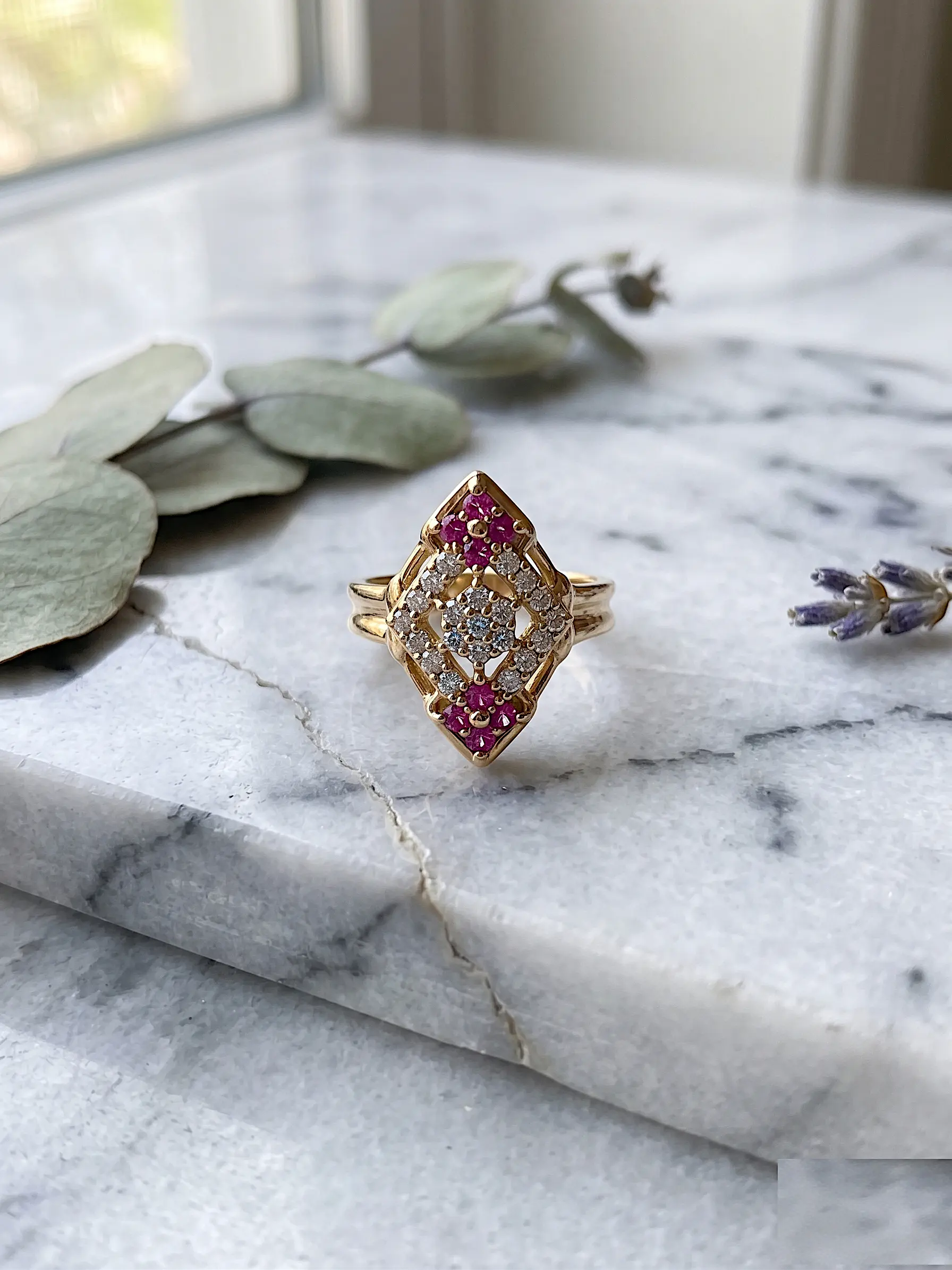 Art Deco Geometric Rhombus Ring – Adjustable Fit - Image 4