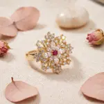 Vintage Snowflake Bloom Statement Ring – Adjustable Band