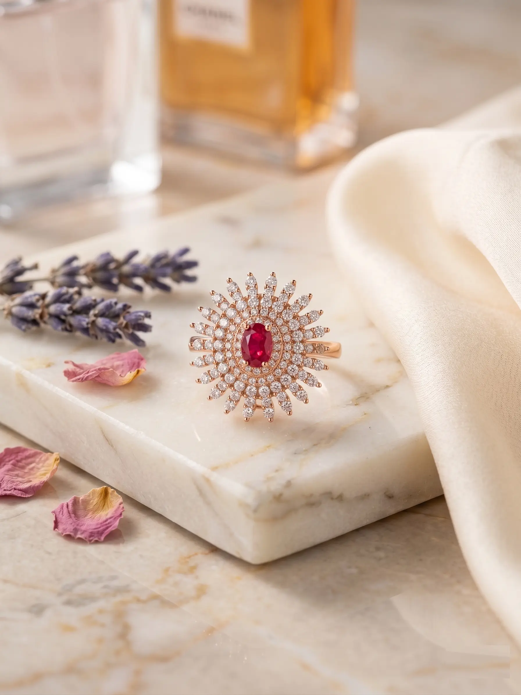 Royal Halo Vintage Oval Gemstone Ring