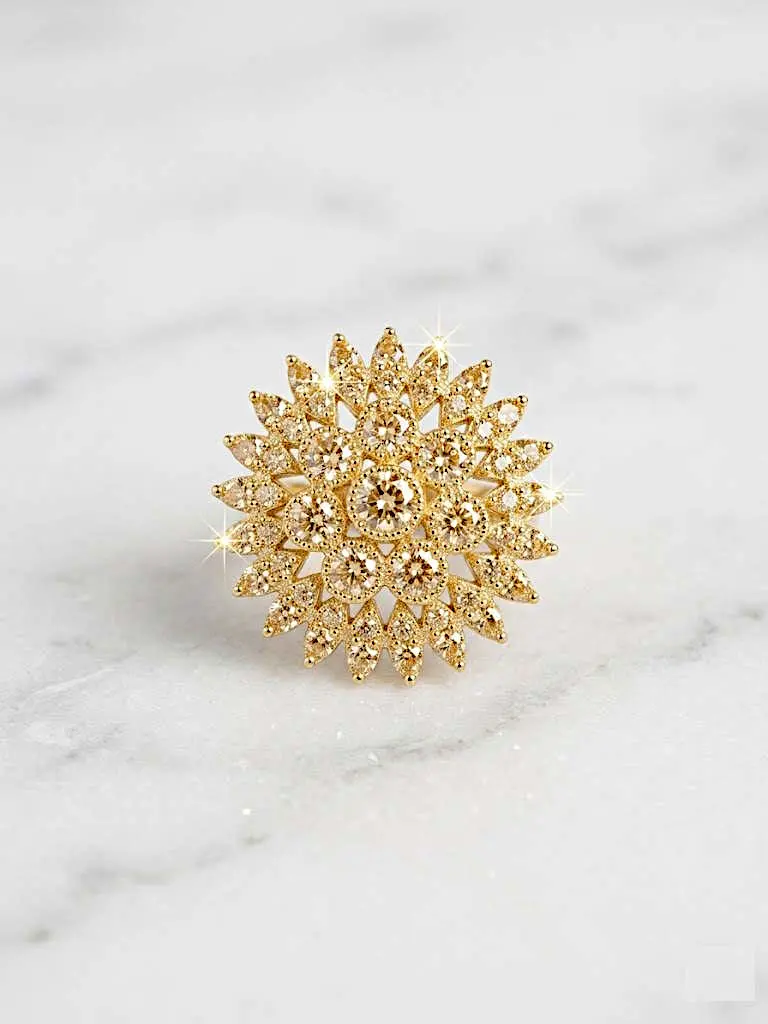 Solaris Blooming Sunburst Statement Ring – Available in 3 Luxury Finishes - Image 2