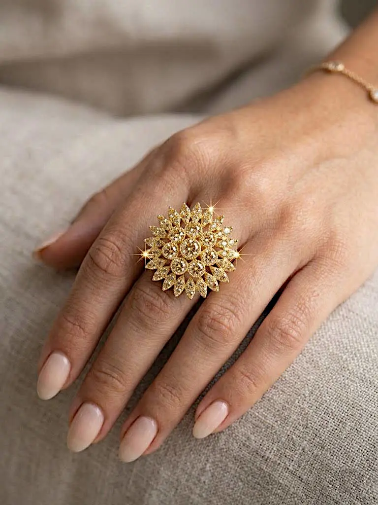 Solaris Blooming Sunburst Statement Ring – Available in 3 Luxury Finishes - Image 3