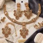 Amber Sunburst Choker Set – 3 Piece Honey Gold Geometric Necklace & Earring Collection