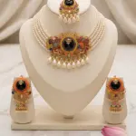 Obsidian Heritage Choker Set – 3 Piece Multi Stone Navratna & Pearl Collection