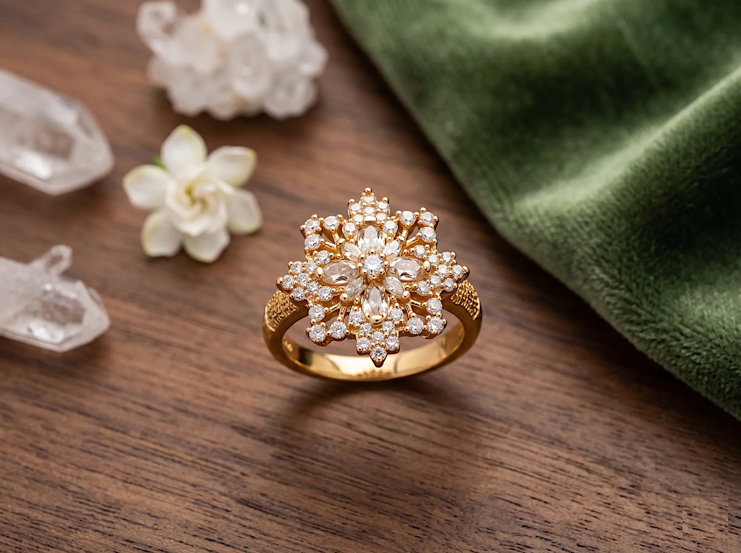 Vintage Snowflake Bloom Statement Ring – Adjustable Band - Image 4