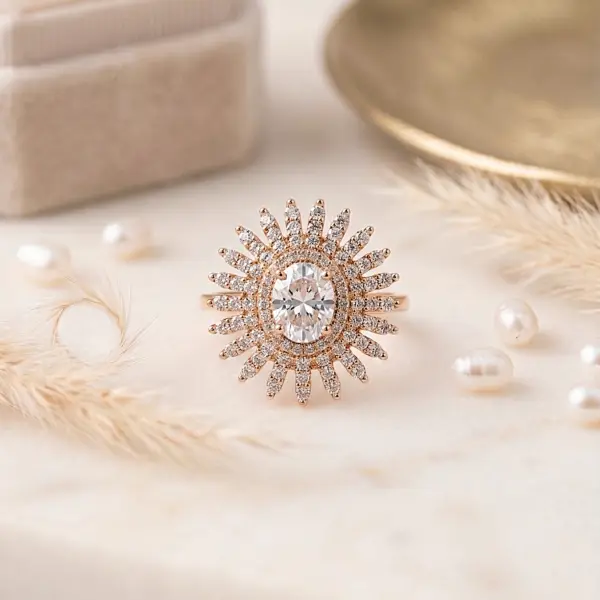 Royal Halo Vintage Oval Gemstone Ring