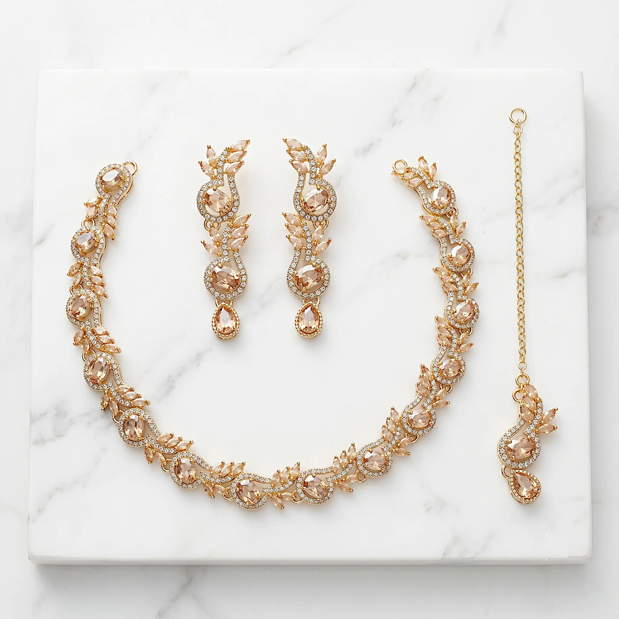 Champagne Crystal Jewelry Set