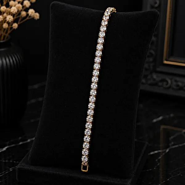 Classic gold plated round zircon tennis bracelet