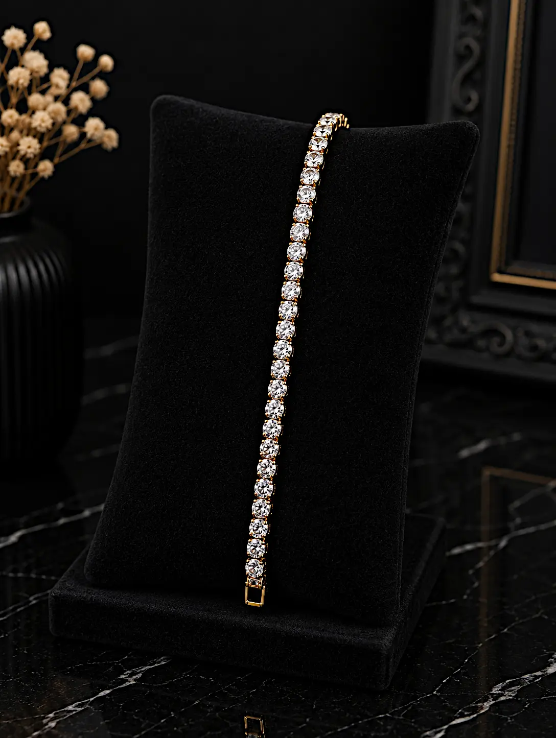 Classic gold plated round zircon tennis bracelet