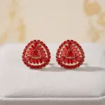 Trillion Sunburst Statement Studs – Mosaic Earrings - RED