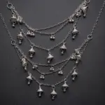 Silver multi layered jhumki sahara hair chains with mini bell charms
