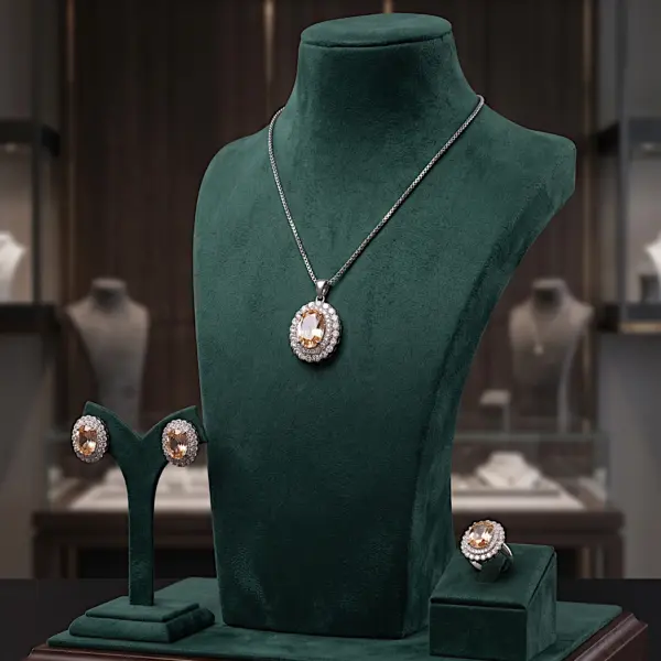 Champagne Crystal Jewelry Set SilverChampagne Crystal Jewelry Set Silver