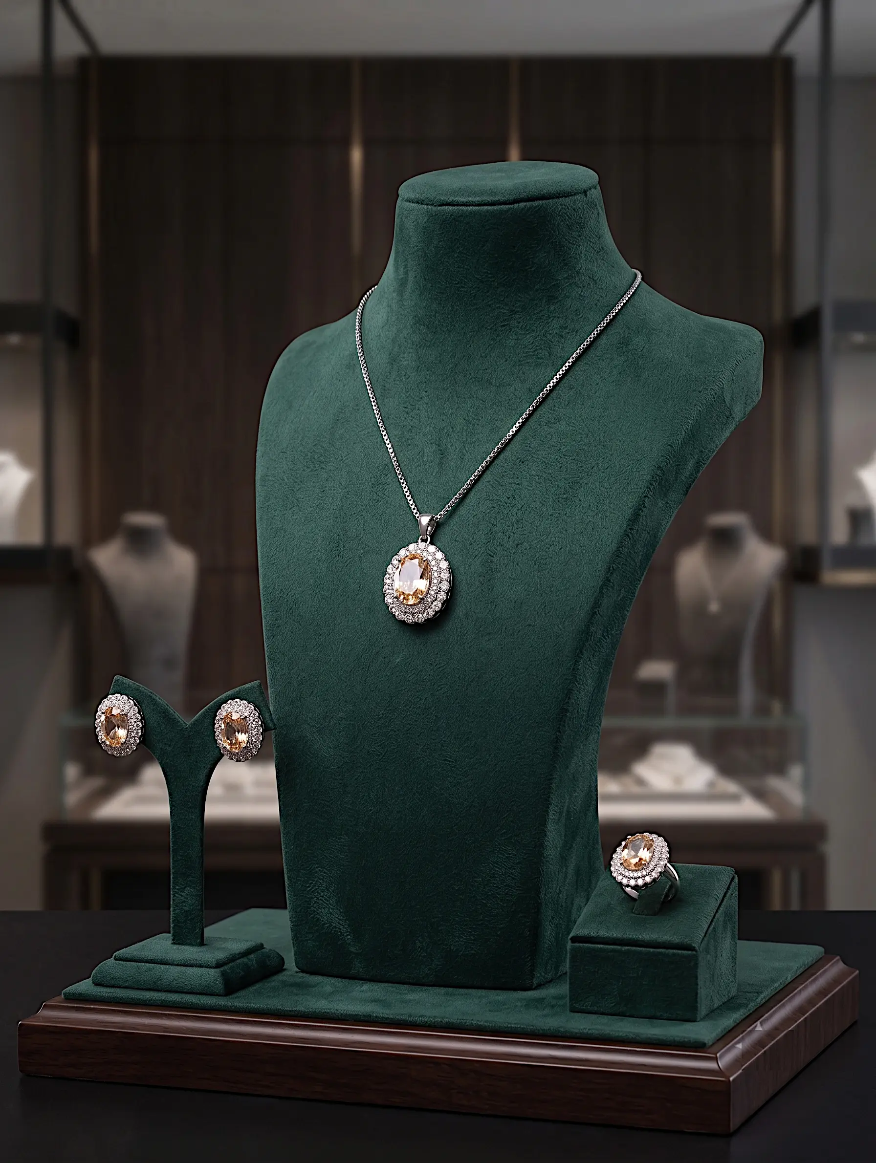 Champagne Crystal Jewelry Set SilverChampagne Crystal Jewelry Set Silver