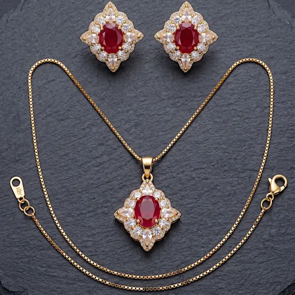 Ruby Red Zircon Jewelry Set