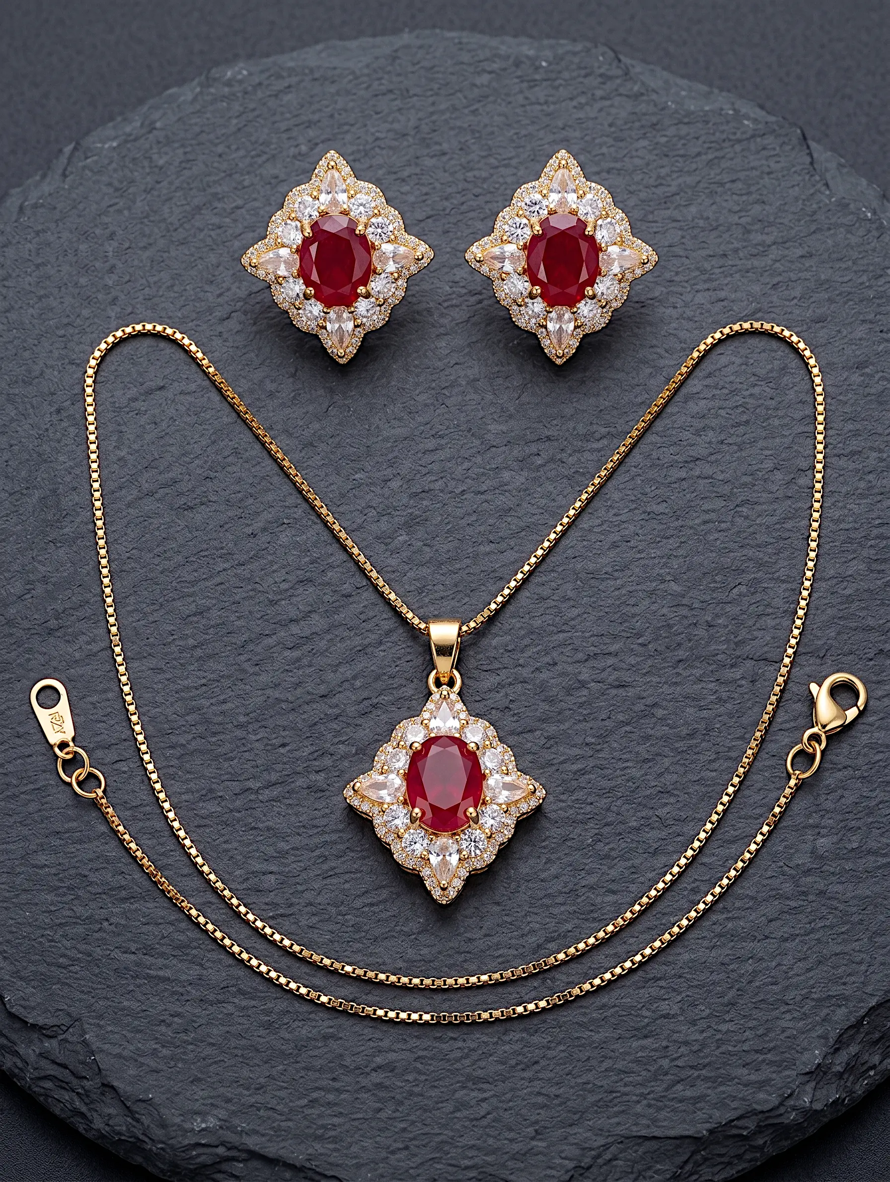 Ruby Red Zircon Jewelry Set