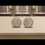 Trillion Sunburst Statement Studs – Mosaic Earrings - WHITE