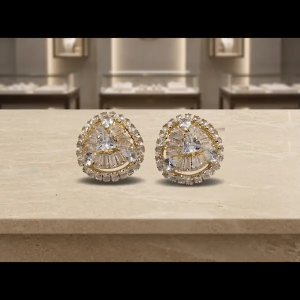 Trillion Sunburst Statement Studs – Mosaic Earrings - WHITE